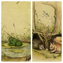 INITIALLED HRH & DATED '77, 2 x watercolours - toad sitting on a lily pad, inscribed 'Squirrel and