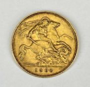 EDWARD VII GOLD HALF SOVEREIGN, 1908, 4g Provenance: private collection Gwynedd