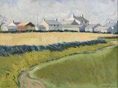 SEIRIOL DAVIES (British, 20th Century) oil on board - titled verso 'Coastal Farm, Pembrokeshire',