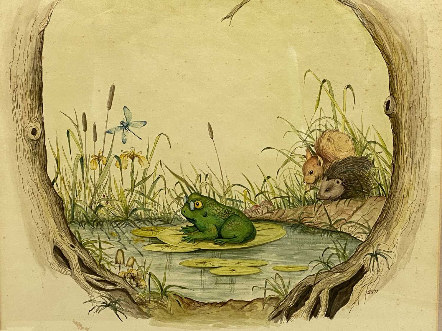 INITIALLED HRH & DATED '77, 2 x watercolours - toad sitting on a lily pad, inscribed 'Squirrel and - Image 2 of 7