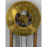 VINTAGE BRASS & CARVED OAK WATER CLOCK, engraved to the lower front plate 'W Andrews Fecit of Ye