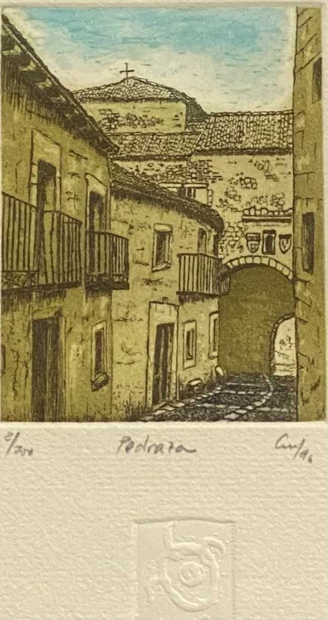 ARTIST'S PROOF COLOUR ETCHINGS, A PAIR - Pedraza and Aqueducts (Segovia), signed, numbered and - Image 2 of 3