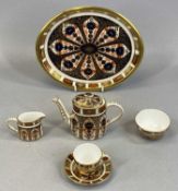 ROYAL CROWN DERBY PATTERN NO. 1128 DOLLS TEA SERVICE, comprising oval tray, 20 x 16cms, oval