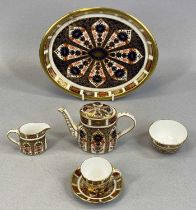 ROYAL CROWN DERBY PATTERN NO. 1128 DOLLS TEA SERVICE, comprising oval tray, 20 x 16cms, oval