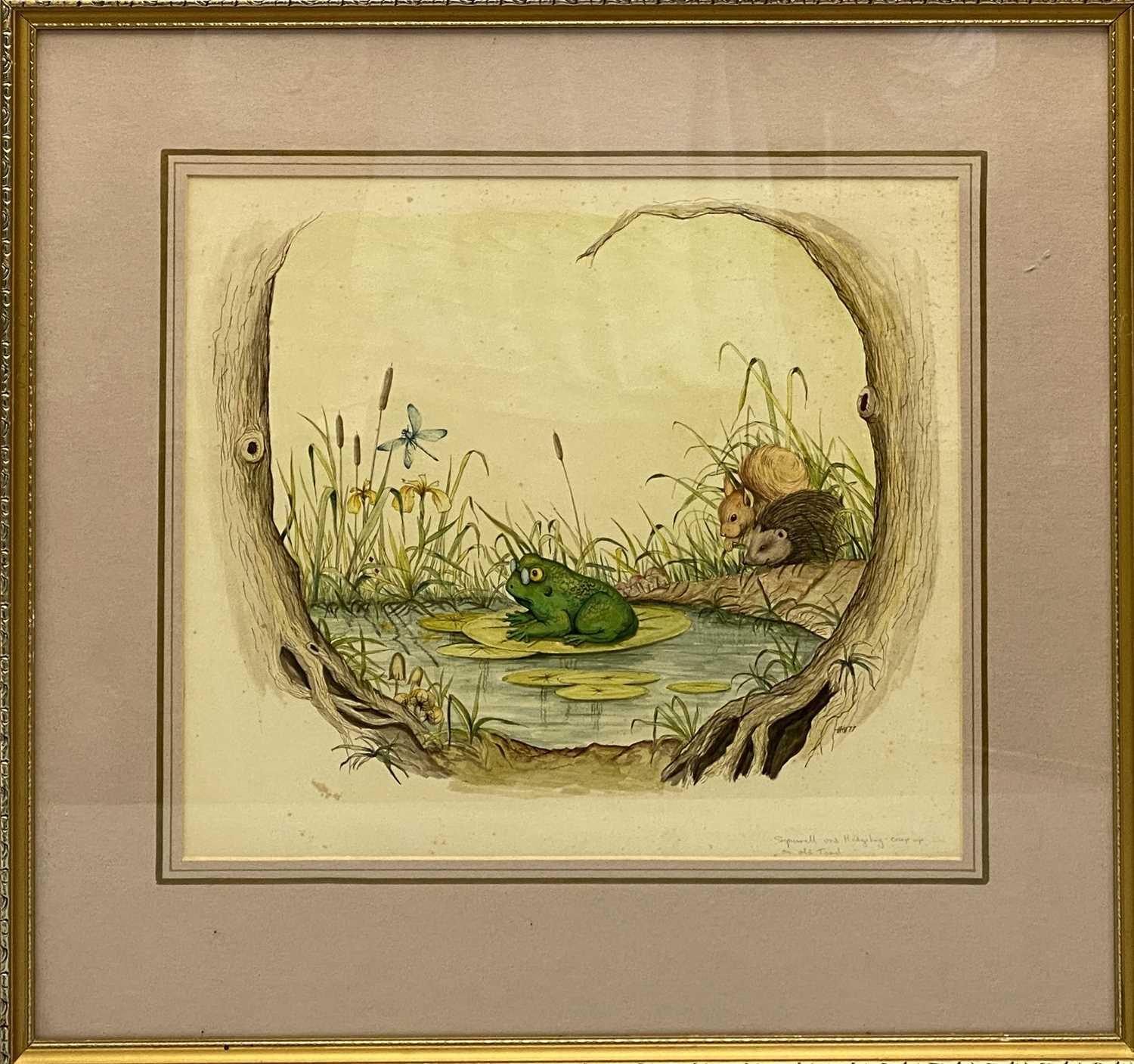 INITIALLED HRH & DATED '77, 2 x watercolours - toad sitting on a lily pad, inscribed 'Squirrel and - Image 6 of 7