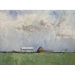 SEIRIOL DAVIES (British, 20th Century) oil on canvas - titled verso 'Barn in Warwickshire', with