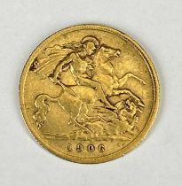 EDWARD VII GOLD HALF SOVEREIGN, 1906, 4g Provenance: private collection Gwynedd