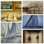 ANTIQUE-STYLE MARINE SHIPPING & YACHTING RELATED PICTURES AND PRINTS, A QUANTITY, lot comprises 5