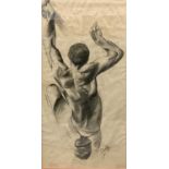 SHELLEY HOCKNELL ZENTNER (Contemporary British) large charcoal study - free solo rock-climber,