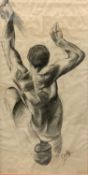 SHELLEY HOCKNELL ZENTNER (Contemporary British) large charcoal study - free solo rock-climber,