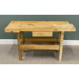 WHITEGATE WOODWORKERS BENCH WITH TWO INTEGRAL VICES, central drawer and undertier work shelf,