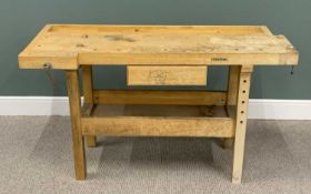 WHITEGATE WOODWORKERS BENCH WITH TWO INTEGRAL VICES, central drawer and undertier work shelf,