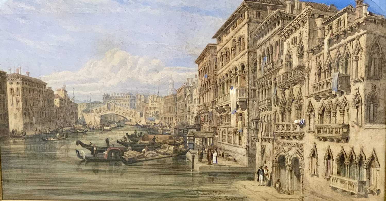 JOSEPH JOSIAH DODD (British, 1809-1880) watercolour with pen and ink - titled 'Grande Canal and