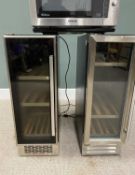TWO FLOOR STANDING WINE COOLER CABINETS & PANASONIC MULTI-FUNCTIONAL MICROWAVE / OVEN, 86cms H,