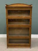 LEBUS BLONDE OAK FOUR SECTION STACKING BOOKCASE, having a top shelf section over four lift up