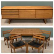 WHITE & NEWTON MID-CENTURY DINING ROOM SUITE, comprising extending dining table with fold out