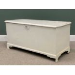 WHITE PAINTED ANTIQUE OAK LIDDED BLANKET CHEST with working lock and key, 61cms H, 126cms W, 57cms D