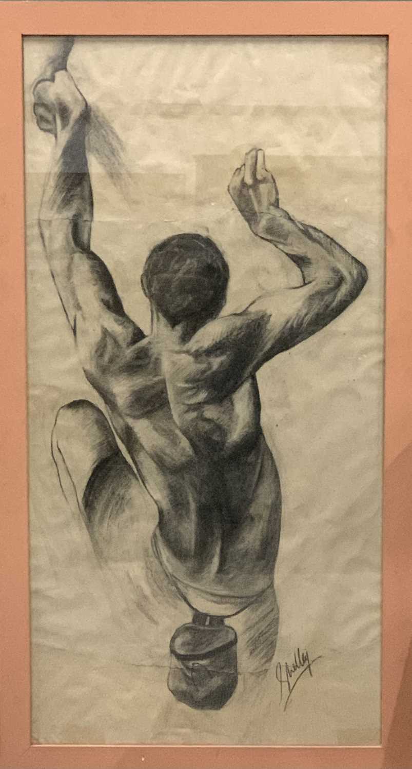 SHELLEY HOCKNELL ZENTNER (Contemporary British) large charcoal study - free solo rock-climber, - Image 2 of 3