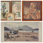 PAINTINGS & PRINTS GROUP, lot comprises, A C BEAUMONT 3 x still life watercolour studies, 45.5 x