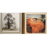 DAVID SHEPHERD signed print - autumnal trees bird roost, 63 x 50cms and a classical style furnishing