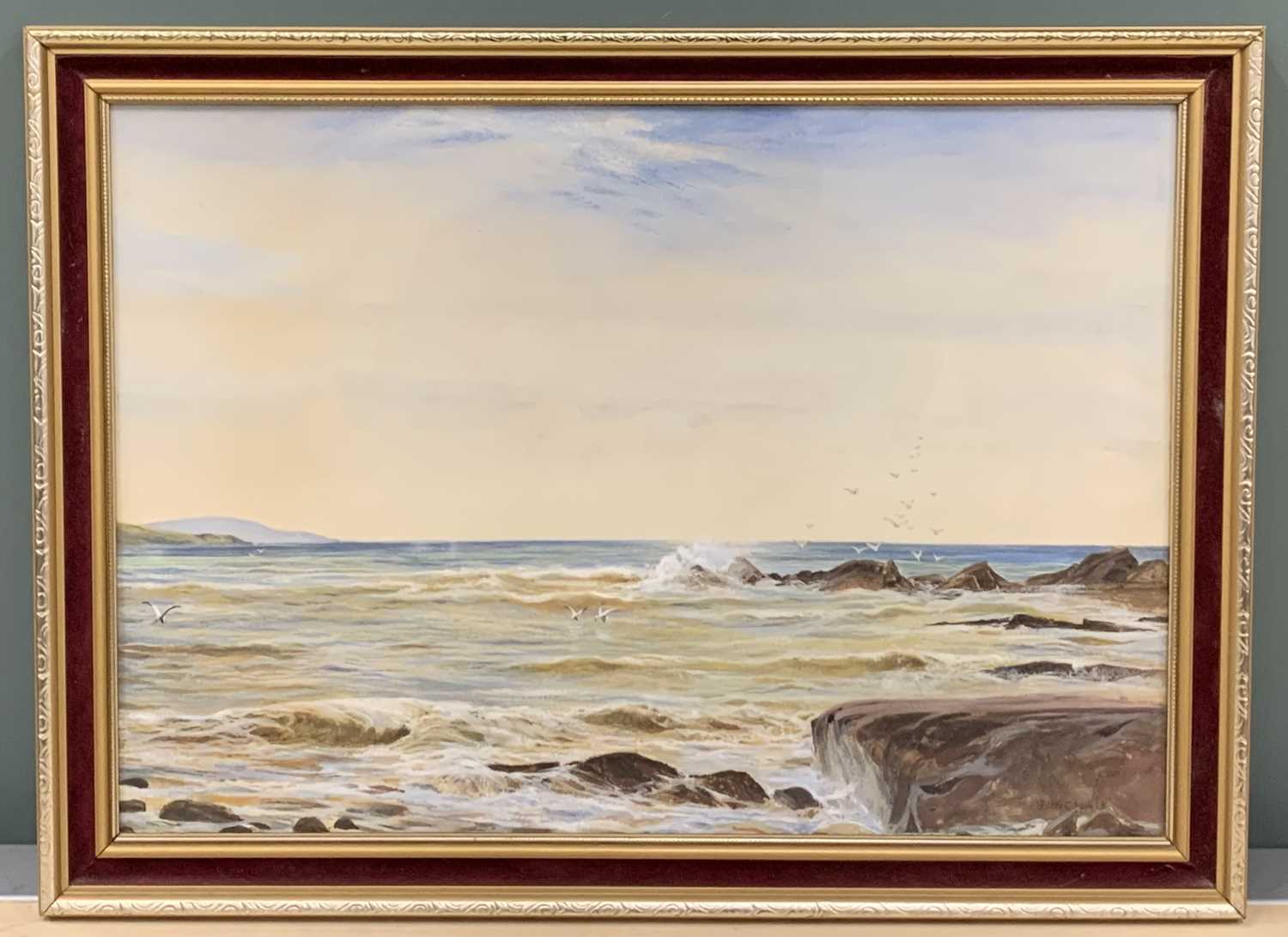 JOHN SINCLAIR (active 1871-1922) watercolour - depicting gulls over a rocky shore, signed lower - Image 2 of 4