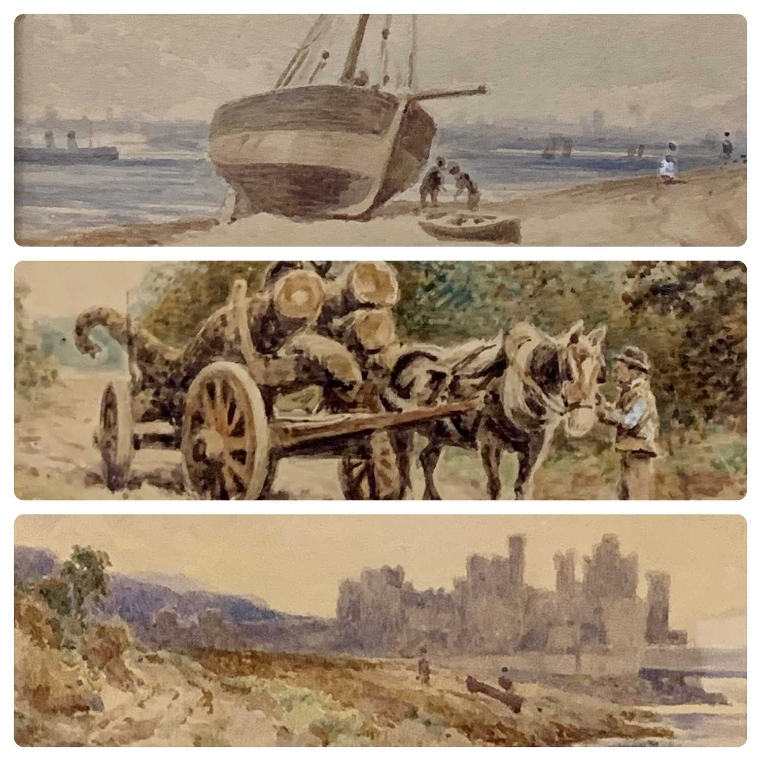 JOHN SINCLAIR (active 1871-1922) 3 x small watercolour studies - all signed, titled verso 'Conwy