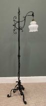 VINTAGE WROUGHT IRON LANTERN-STYLE STANDARD LAMP, 167cms H Provenance: private collection Cheshire
