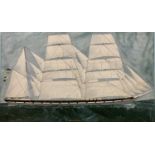 VICTORIAN MARITIME SCHOOL gouache on canvas - entitled 'Meinwen', an iron and steel barque three