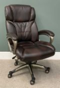 MODERN BONDED-LEATHER EXECUTIVE OFFICE CHAIR in burnt-sienna and with swivel action, height