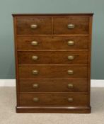 GOOD 19TH CENTURY CHEST OF TWO SHORT OVER FIVE LONG DRAWERS, all having Regency-style oval back