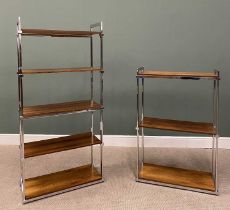 TWO PIEFF OF WORCESTER MID-CENTURY CHROME & ROSEWOOD SHELVING UNITS CIRCA 1970, both items from