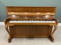 MODERN WALNUT CASED UPRIGHT PIANO BY ZIMMERMANN 110cms H, 142cms max. W, 53cms D Provenance: