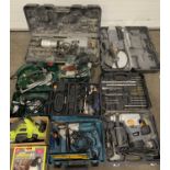 TOOLS: GOOD QUANTITY OF CASED POWER TOOLS to include Titan grinder, a masonry breaker, hammer drill,