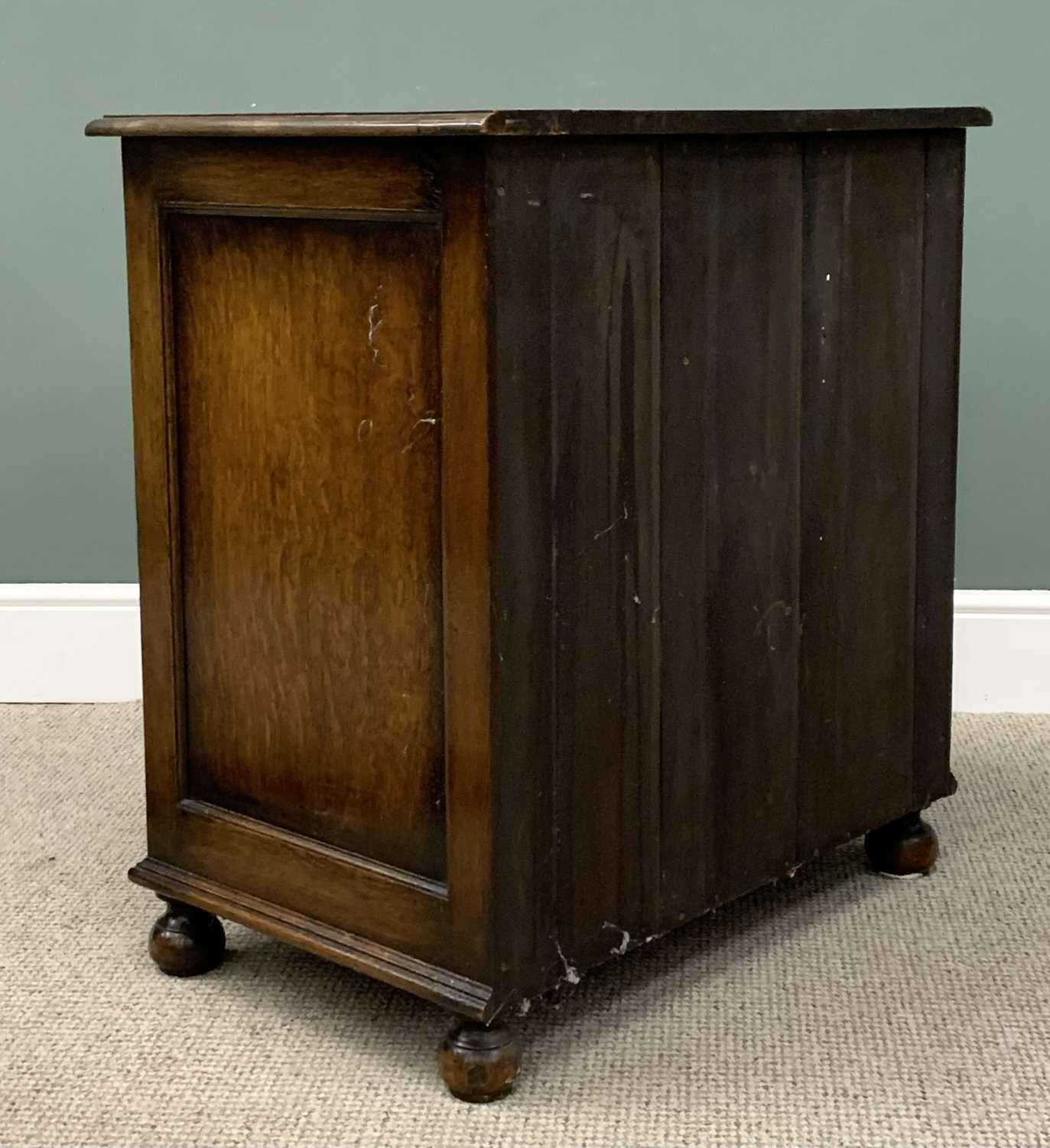 BURR WALNUT & OAK JACOBEAN STYLE CHEST, early 20th Century with interior label for Goodalls - Image 5 of 6