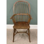 REPRODUCTION WINDSOR-STYLE ARMCHAIR with crinoline stretcher, hooped and curved spindle detail