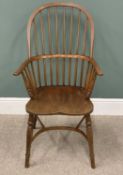 REPRODUCTION WINDSOR-STYLE ARMCHAIR with crinoline stretcher, hooped and curved spindle detail