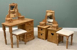 REPRODUCTION PINE FURNITURE GROUP comprising three-drawer dressing table and 2 x two-drawer dressing