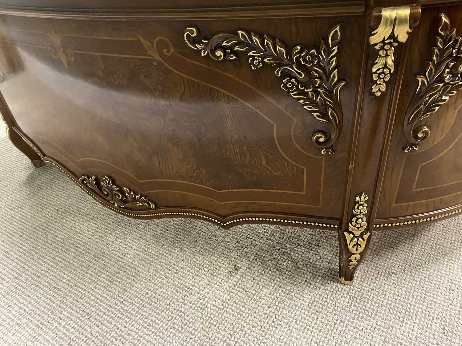 BARNINI OSEO EMPIRE-STYLE DEMI LUNE REGGENZA DESK, the shaped gilt edged top with various inlays - Image 6 of 7