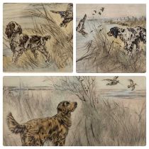 ‡ HENRY WILKINSON (British 1921-2011) limited edition prints, a trio - hunting retrievers, signed in