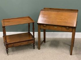 TWO 19TH CENTURY ITEMS OF MAHOGANY FURNITURE, to include a Dickens-type fall front bureau, having