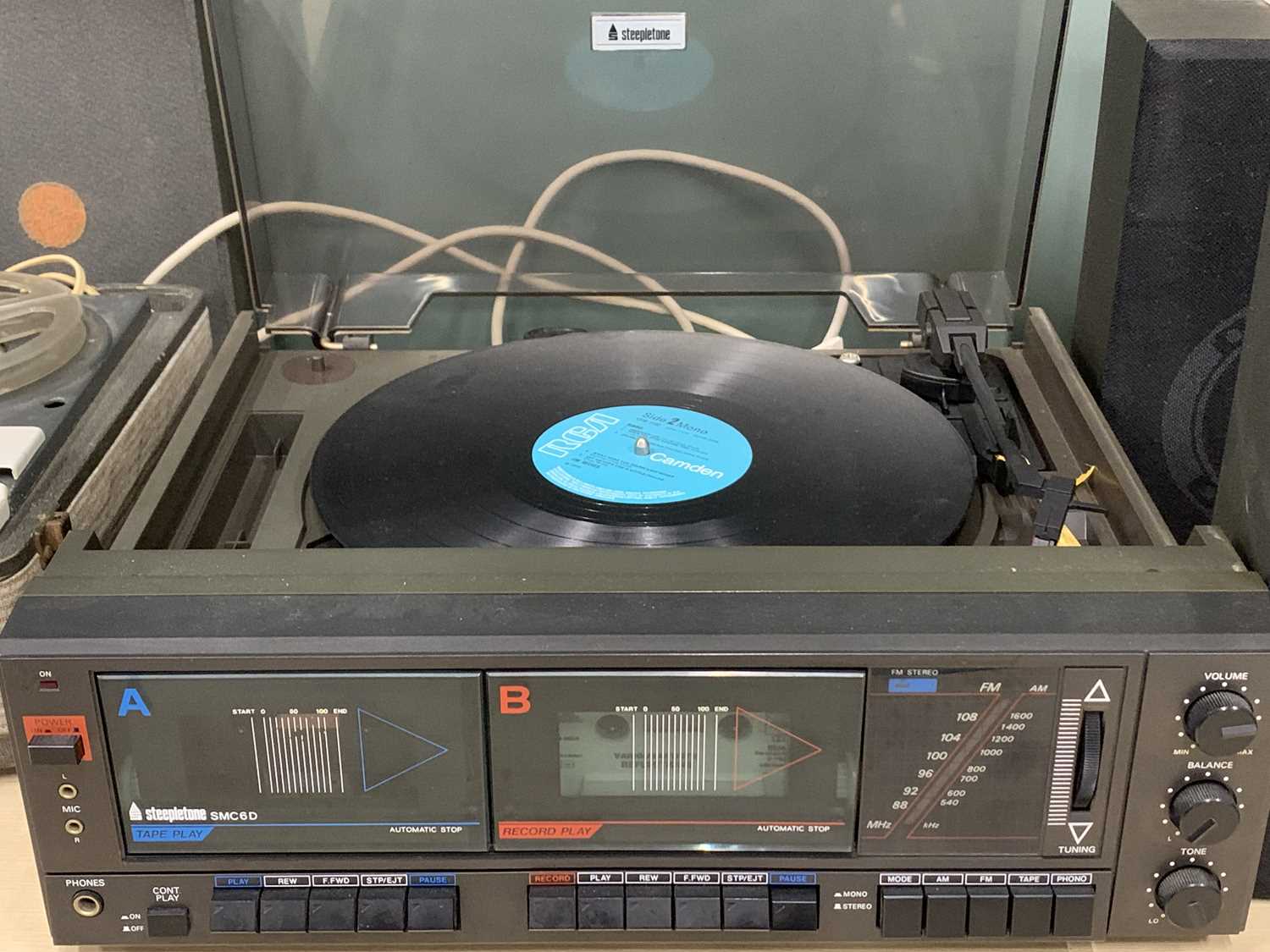 HI-FI EQUIPMENT: STEEPLETONE SMC6D SYSTEM with double tape deck and speakers, and a Minor 444 reel- - Image 3 of 3