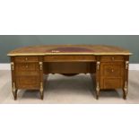 BARNINI OSEO EMPIRE-STYLE DEMI LUNE REGGENZA DESK, the shaped gilt edged top with various inlays