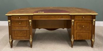 BARNINI OSEO EMPIRE-STYLE DEMI LUNE REGGENZA DESK, the shaped gilt edged top with various inlays