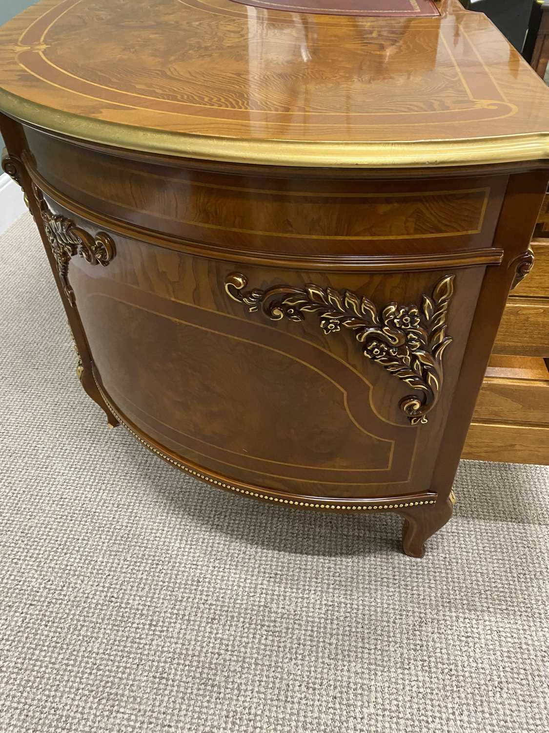 BARNINI OSEO EMPIRE-STYLE DEMI LUNE REGGENZA DESK, the shaped gilt edged top with various inlays - Image 5 of 7