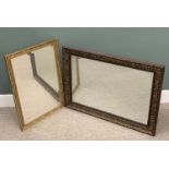 TWO GILT FRAMED MIRRORS, one with bevel edge, 86 x 60cms, the other a reproduction decorative mirror