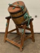 W WAIDE & SONS LTD VINTAGE BUTTER CHURN ON STAND, 124cms H, 73cms W, 64cms D Provenance: private