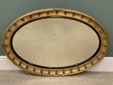 GEORGIAN-STYLE GILTWOOD BOBBLE MIRROR, bevel edged glass, 69cms H, 100cms W Provenance: private