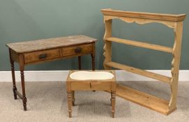 THREE VINTAGE FURNITURE ITEMS, comprising a mahogany and walnut pink marble topped two-drawer wash