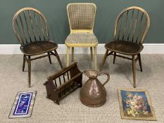 MIXED GROUP OF FURNISHINGS, including an unusual cast metal chair with upholstered back and seat
