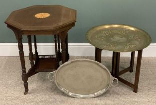 EDWARDIAN INALID MAHOGANY OCCASIONAL TABLE with octagonal top and with Sheraton-style fan roundel to